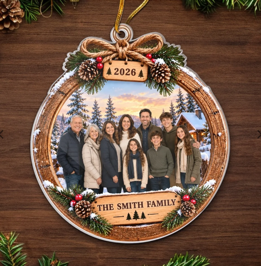 Custom Photo Acrylic Ornament - Personalized Christmas Birthday Gifts For Mom, Dad, Brother, Sister - Blessed To Be Together Always