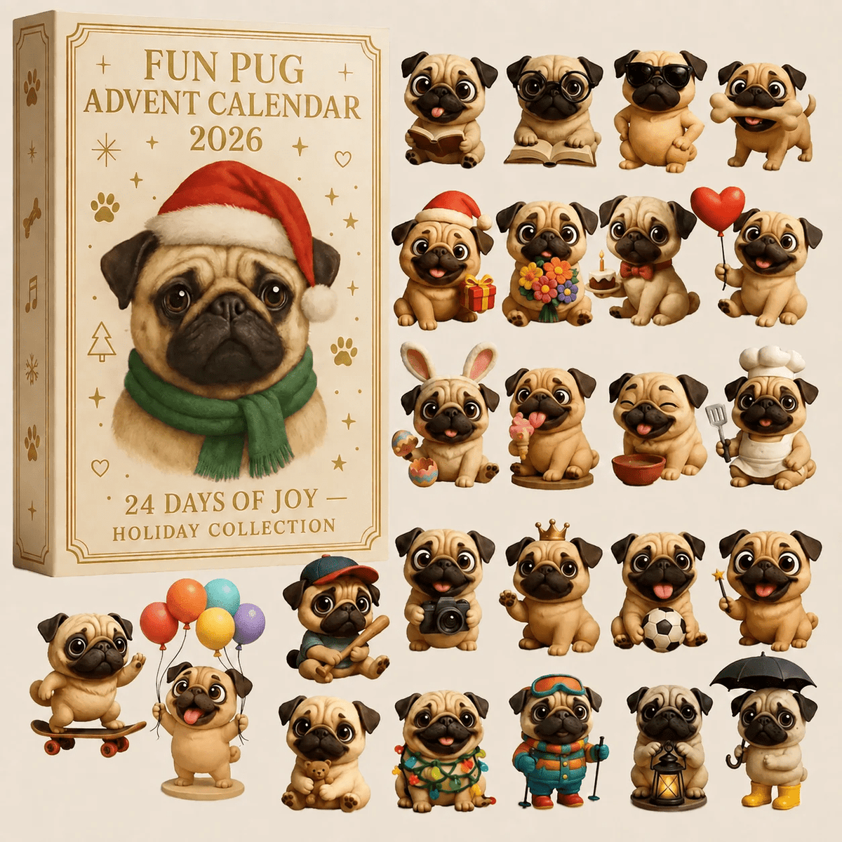 24-Day Pug Christmas Surprise Advent Calendar