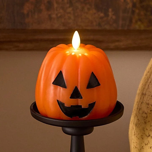Flameless Jack-O'-Lantern Candles Battery Operated with 6 Hour Timer