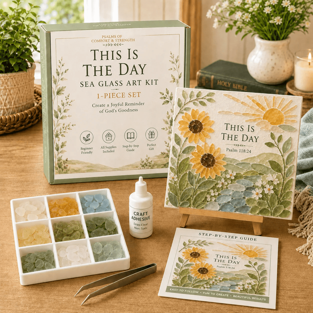 Christian Sea Glass Art Kit – Psalms of Comfort & Strength