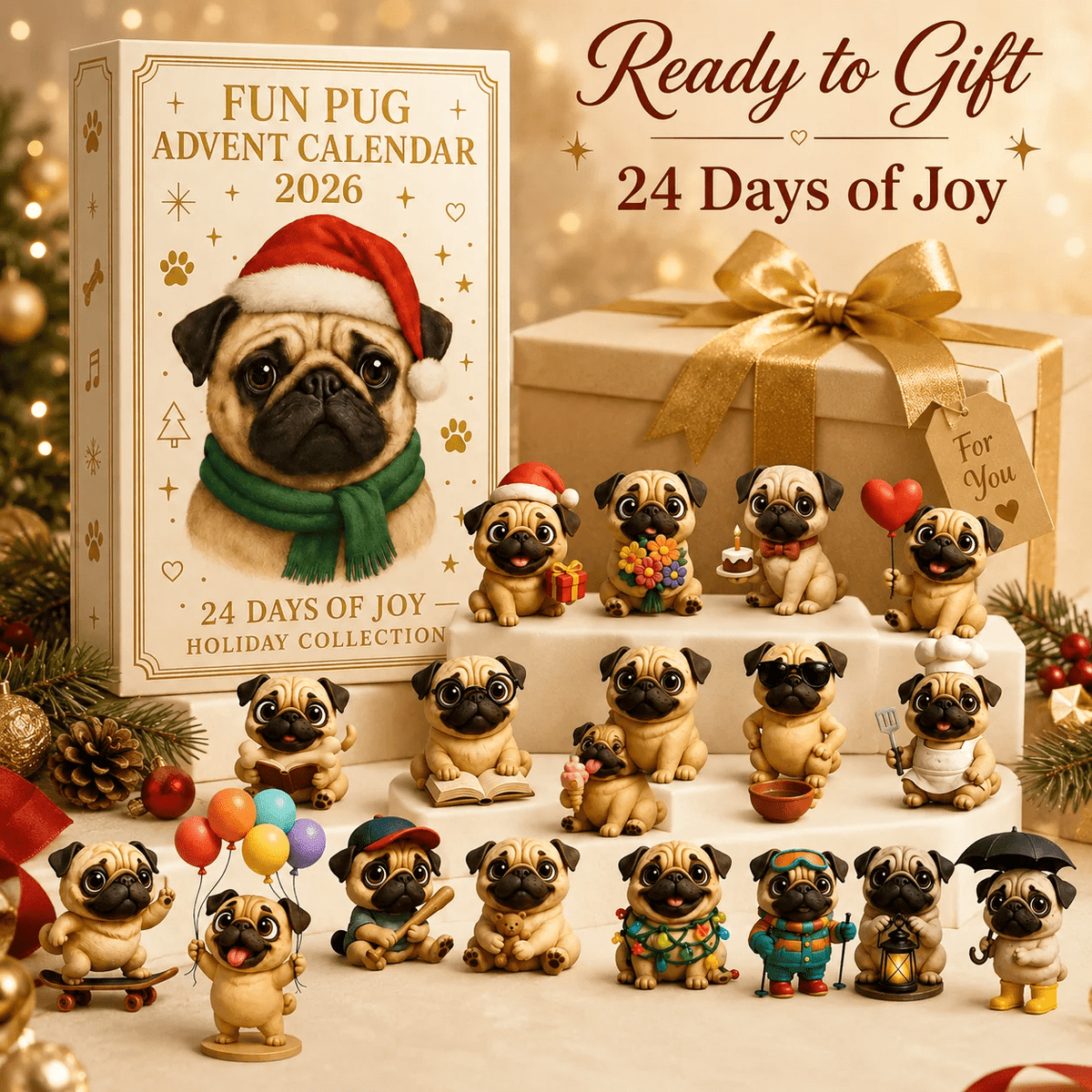 24-Day Pug Christmas Surprise Advent Calendar