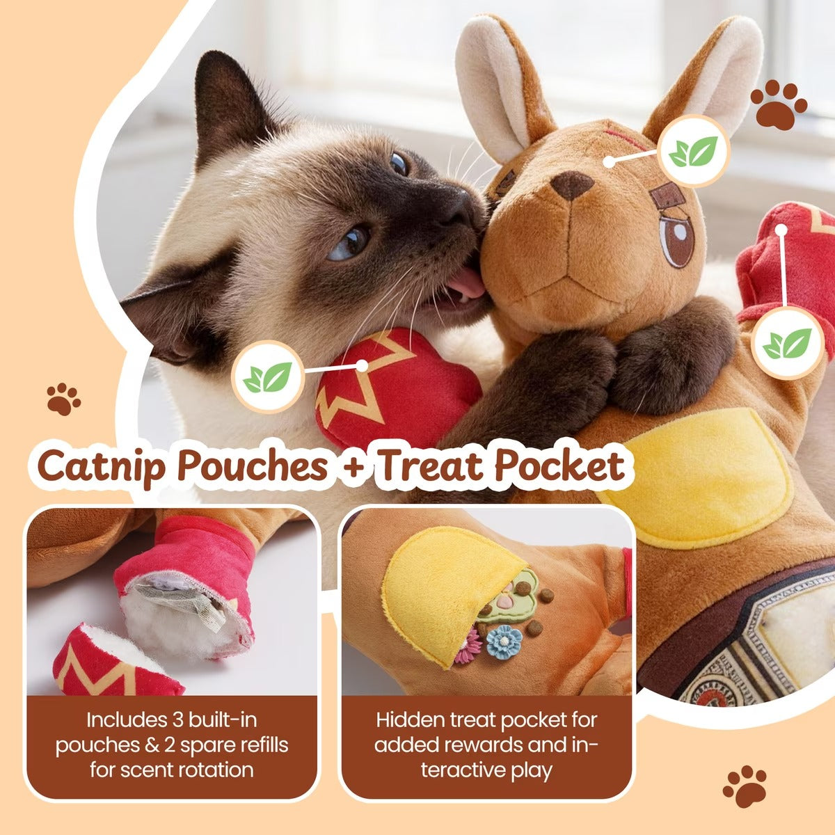 Reinforced Protective Glove Interactive Kicking Wrestling Kangaroo Puppet Cat Plush Toy