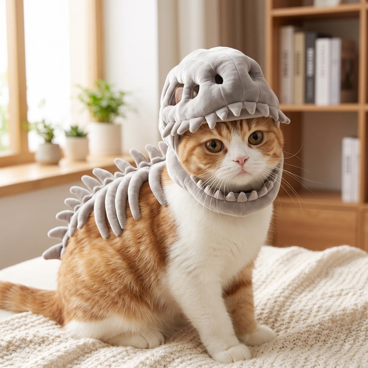Glow-in-the-Dark Dinosaur Hat Costume for Cats & Dogs