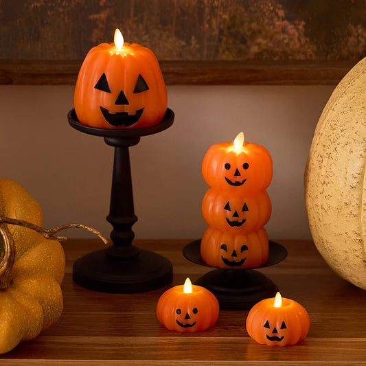 Flameless Jack-O'-Lantern Candles Battery Operated with 6 Hour Timer