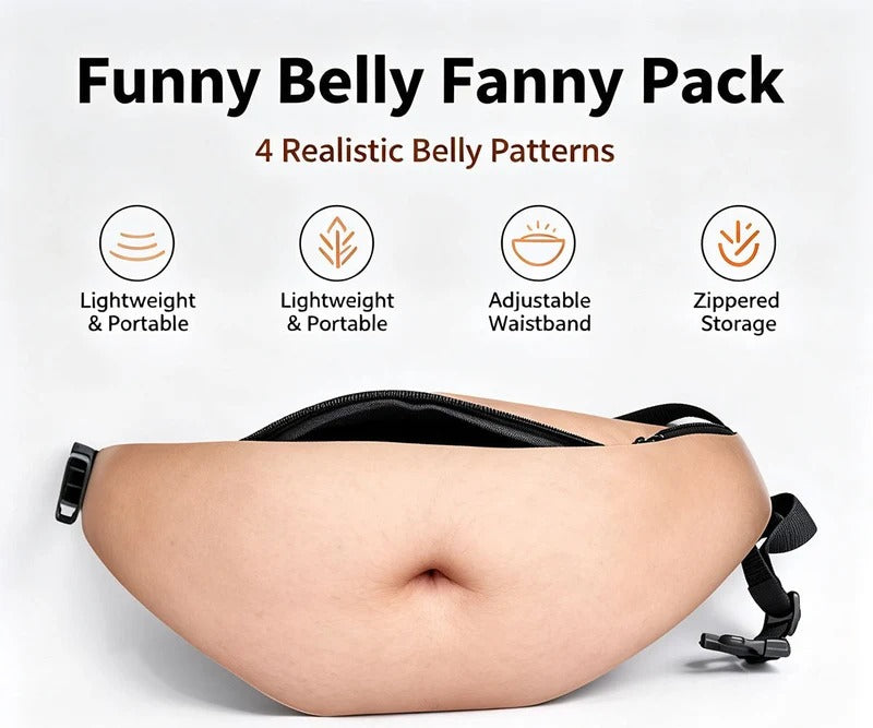 Funny Belly Fanny Pack – Realistic Fake Belly Waist Bag