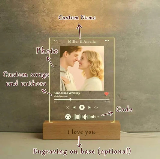 Custom Acrylic Music Lyrics LEB Night Light