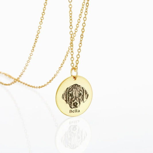 Custom  Engraved Pet Portrait Necklace