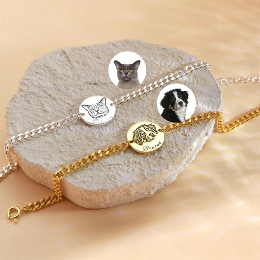 Custom Engraved Pet Portrait Bracelets