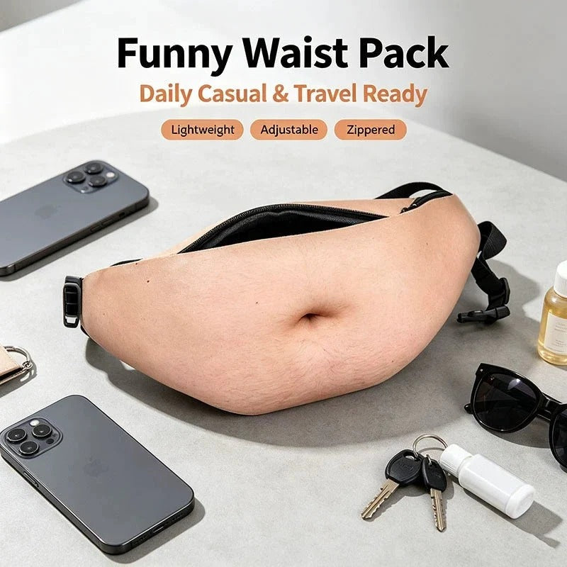 Funny Belly Fanny Pack – Realistic Fake Belly Waist Bag