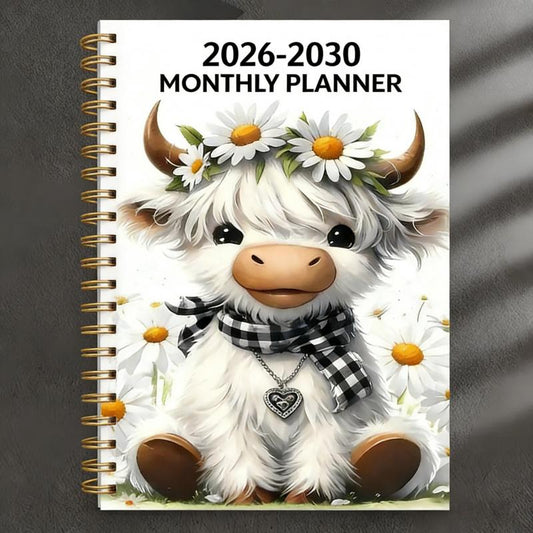 2026–2030 Monthly Planner Cute Highland Cow 5-Year Calendar